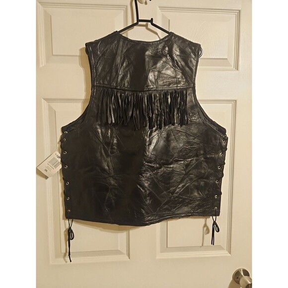 NWT GIOVANNI NAVARRE Genuine Leather Vest Size XXXL 3XL Black Button Up Tassels - Picture 8 of 13